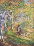 Pierre-Auguste Renoir Jules le Caur et ses chiens dans la foret de Fontainebleau oil painting on canvas